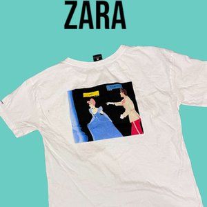 T-Shirt zara disney PRINCESS sleeping beauty crop white top shirt TEES